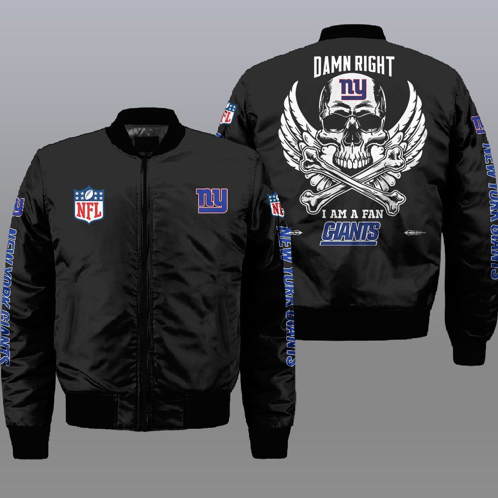 Nfl New York Giants Wings Skull 3D Bomber Jacket Nfl New York Giants Wings Skull 3D Bomber Jacket