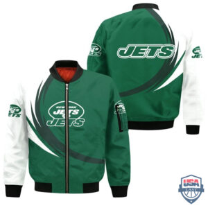 Nfl New York Jets Curve Design Bomber Jacket
