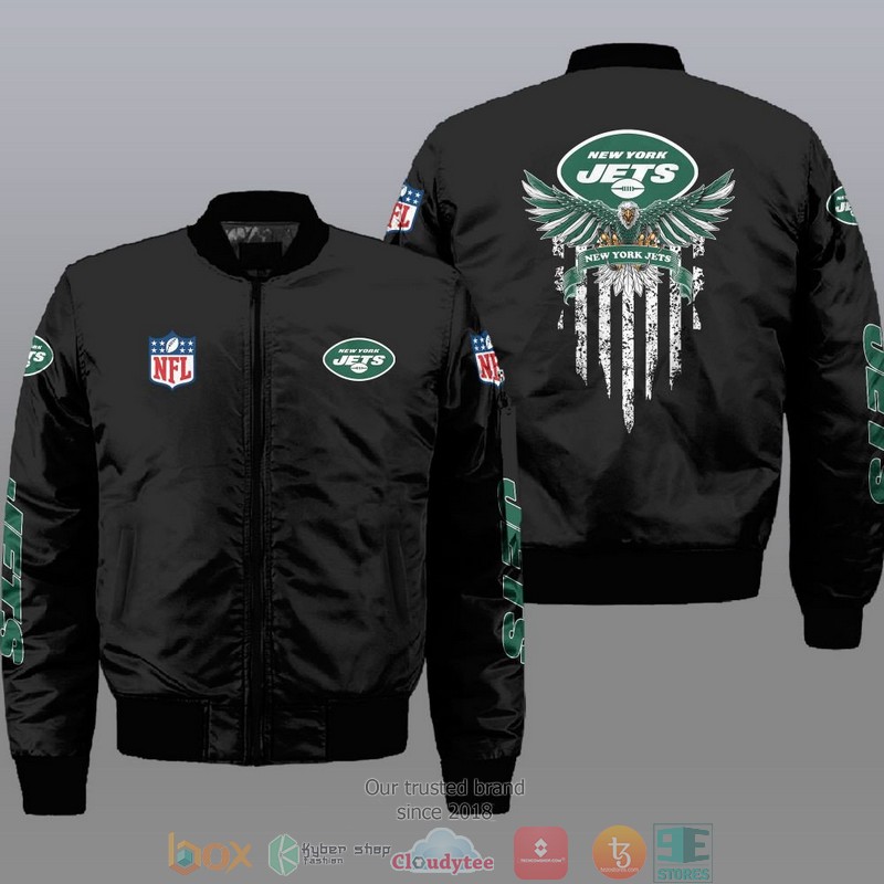 Nfl New York Jets Eagle Thin Line Flag Bomber Jacket Nfl New York Jets Eagle Thin Line Flag Bomber Jacket