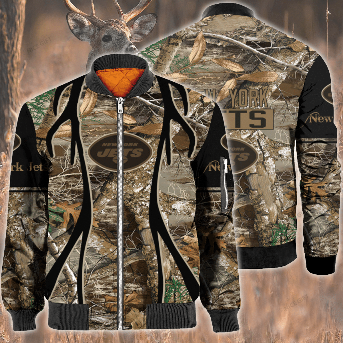 Nfl New York Jets Hunting Bomber Jacket Nfl New York Jets Hunting Bomber Jacket