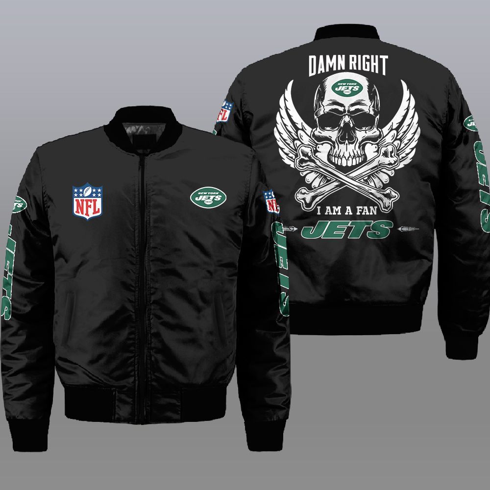 Nfl New York Jets Wings Skull 3D Bomber Jacket Nfl New York Jets Wings Skull 3D Bomber Jacket
