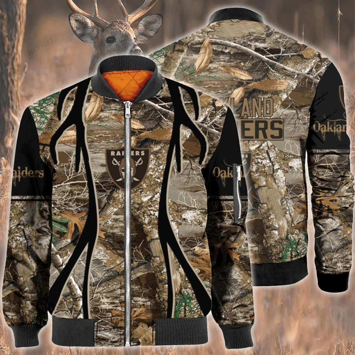 Nfl Oakland Raiders Hunting Bomber Jacket Nfl Oakland Raiders Hunting Bomber Jacket