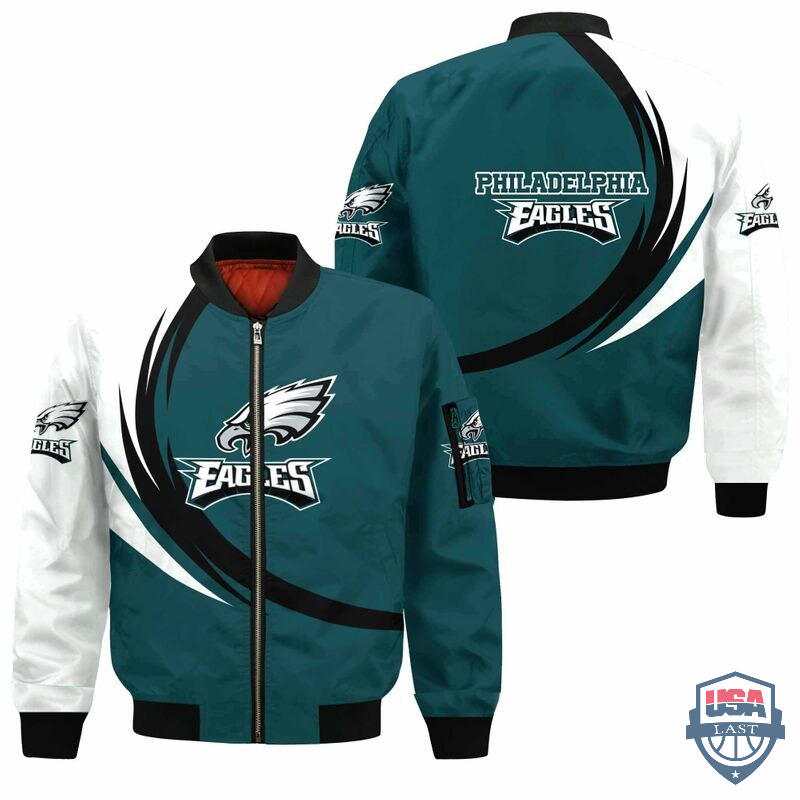 Nfl Philadelphia Eagles Curve Design Bomber Jacket Nfl Philadelphia Eagles Curve Design Bomber Jacket