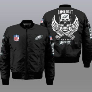 Nfl Philadelphia Eagles Wings Skull 3D Bomber Jacket