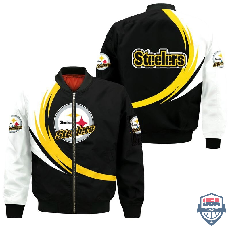 Nfl Pittsburgh Steelers Curve Design Bomber Jacket Nfl Pittsburgh Steelers Curve Design Bomber Jacket