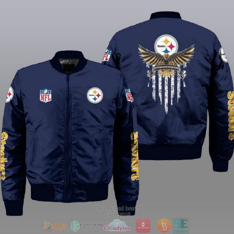 Nfl-Pittsburgh-Steelers-Eagle-Thin-Line-Flag-Bomber-Jacket-1