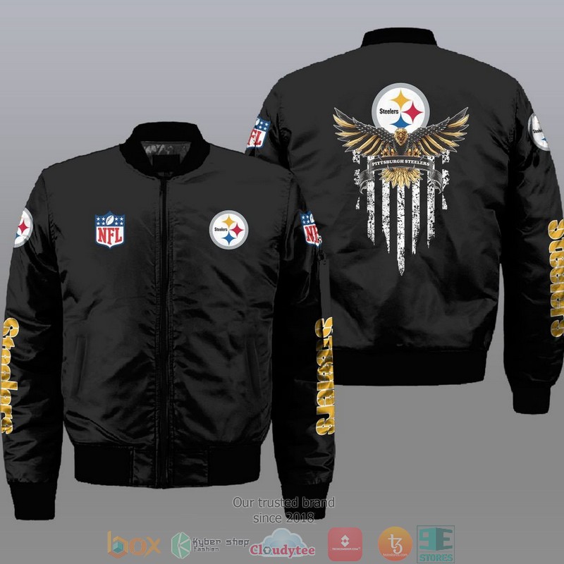 Nfl Pittsburgh Steelers Eagle Thin Line Flag Bomber Jacket Nfl Pittsburgh Steelers Eagle Thin Line Flag Bomber Jacket