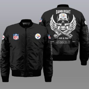 Nfl Pittsburgh Steelers Wings Skull 3D Bomber Jacket
