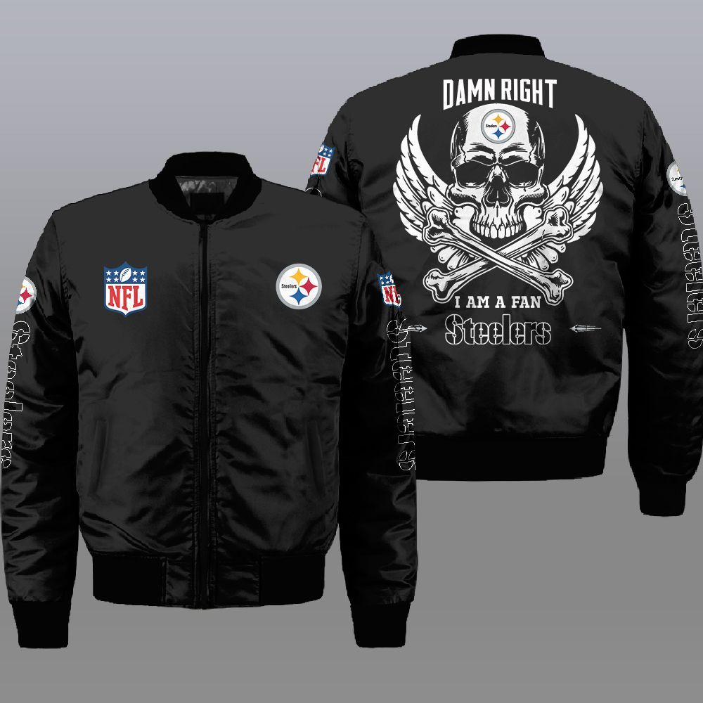 Nfl Pittsburgh Steelers Wings Skull 3D Bomber Jacket Nfl Pittsburgh Steelers Wings Skull 3D Bomber Jacket