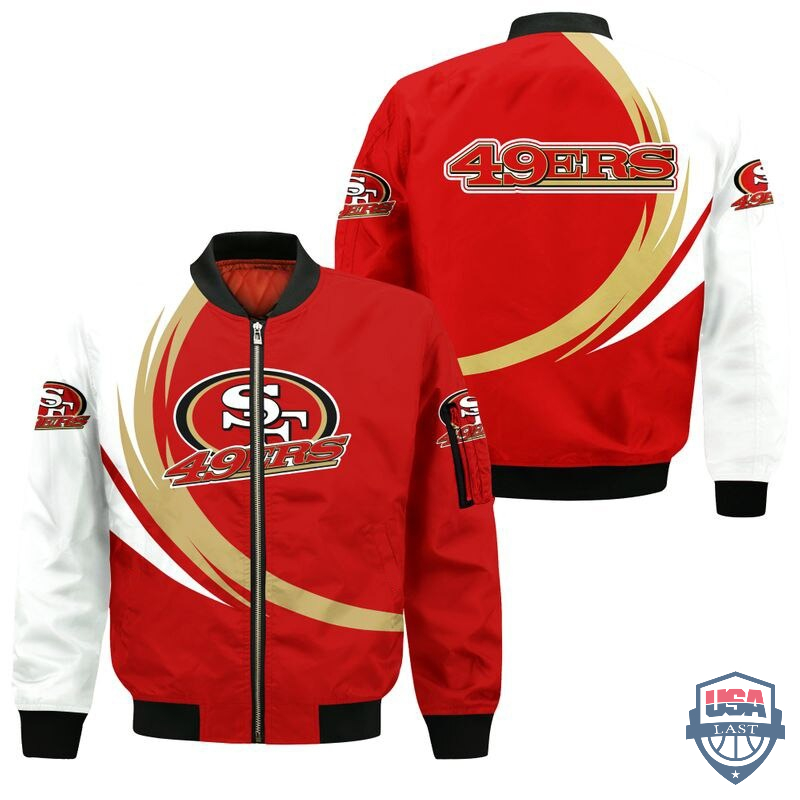 Nfl San Francisco 49Ers Curve Design Bomber Jacket Nfl San Francisco 49Ers Curve Design Bomber Jacket