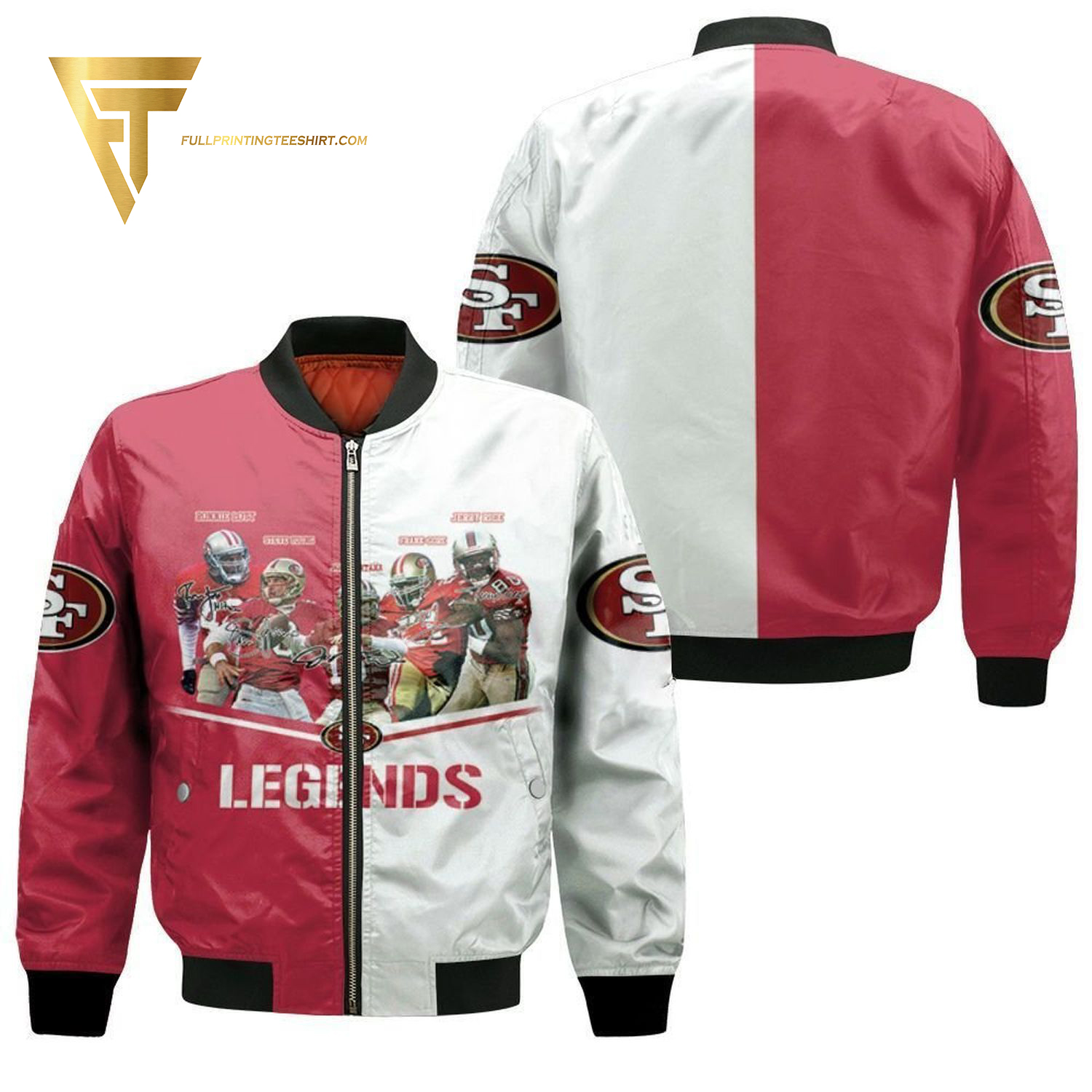 Nfl San Francisco 49Ers Legends Full Printing Bomber Jacket Nfl San Francisco 49Ers Legends Full Printing Bomber Jacket