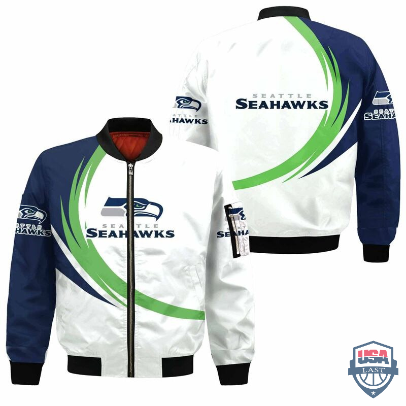 Nfl Seattle Seahawks Curve Design Bomber Jacket Nfl Seattle Seahawks Curve Design Bomber Jacket