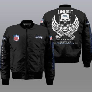 Nfl Seattle Seahawks Wings Skull 3D Bomber Jacket