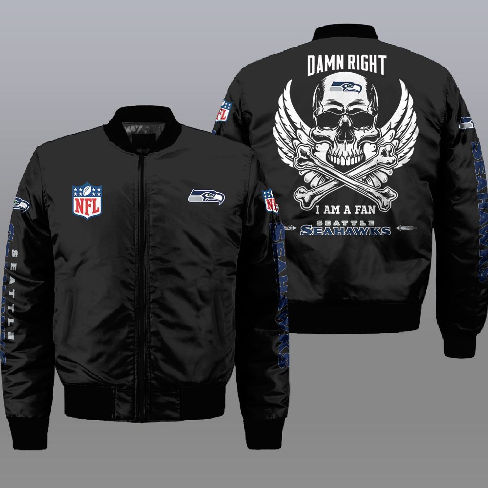 Nfl Seattle Seahawks Wings Skull 3D Bomber Jacket Nfl Seattle Seahawks Wings Skull 3D Bomber Jacket