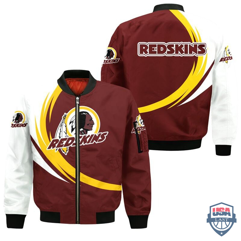 Nfl Washington Football Team Curve Design Bomber Jacket Nfl Washington Football Team Curve Design Bomber Jacket