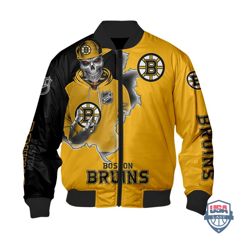 Nhl Boston Bruins Death Skull Bomber Jacket Nhl Boston Bruins Death Skull Bomber Jacket