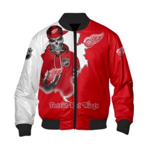 Nhl Detroit Red Wings Death Skull Bomber Jacket