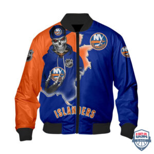 Nhl New York Islanders Death Skull Bomber Jacket