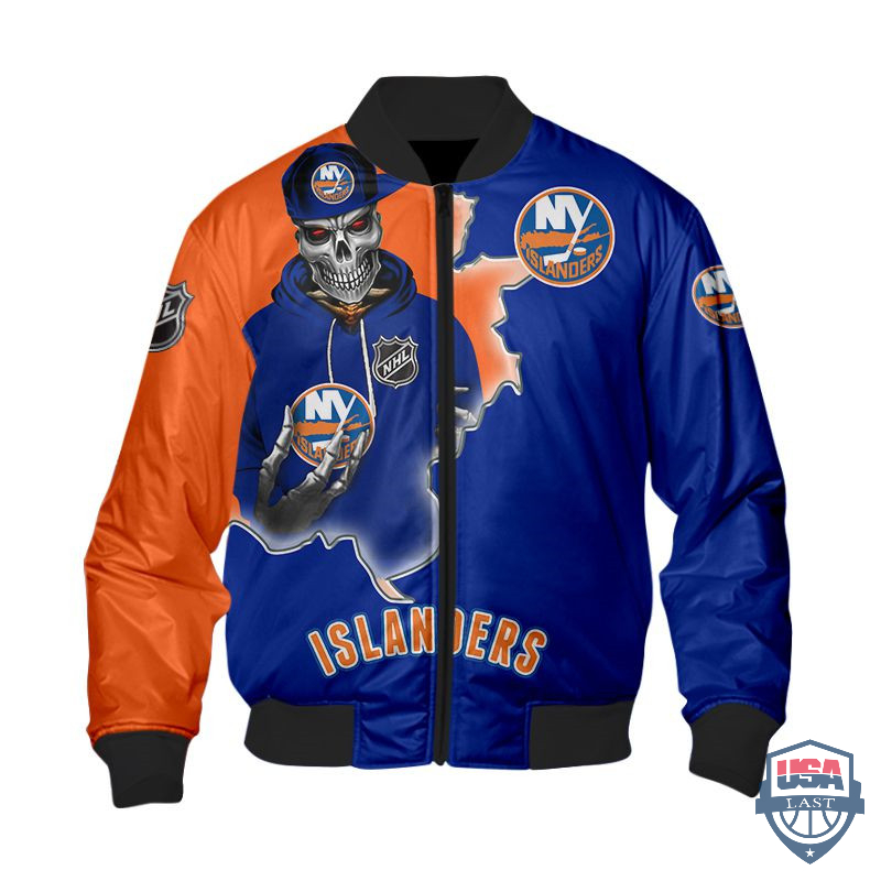 Nhl New York Islanders Death Skull Bomber Jacket Nhl New York Islanders Death Skull Bomber Jacket