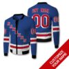 Nhl New York Rangers Team Personalized Blue 3D Bomber Jacket