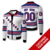 Nhl New York Rangers Team Personalized White 3D Bomber Jacket