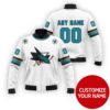 Nhl San Jose Sharks Team Personalized White 3D Bomber Jacket