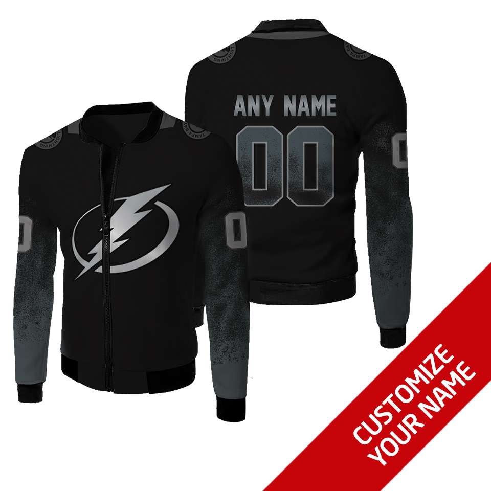 Nhl Tampa Bay Lightning Team Personalized Black 3D Bomber Jacket Nhl Tampa Bay Lightning Team Personalized Black 3D Bomber Jacket