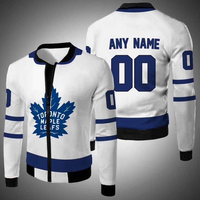 Nhl-Toronto-Maple-Leafs-Team-Personalized-White-3D-Bomber-Jacket-1
