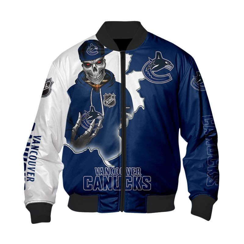 Nhl Vancouver Canucks Death Skull Bomber Jacket Nhl Vancouver Canucks Death Skull Bomber Jacket