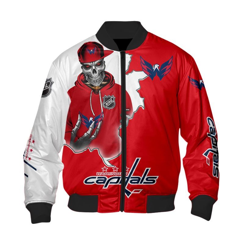 Nhl Washington Capitals Death Skull Bomber Jacket Nhl Washington Capitals Death Skull Bomber Jacket