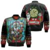 Nightmare before Christmas Jack Skellington In Santa Batman Pumpkin Black 3D Designed Allover Gift For Halloween Lovers Christmas Lovers Bomber Jacket