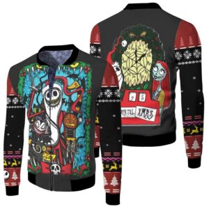 Nightmare before Christmas Jack Skellington In Santa Batman Pumpkin Black 3D Designed Allover Gift For Halloween Lovers Christmas Lovers Bomber Jacket