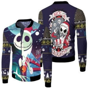 Nightmare before Christmas Jack Skellington Pumpkin King Winter Season Black 3D Designed Allover Gift For Halloween Lovers Christmas Lovers Bomber Jacket