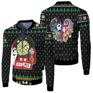 Nightmare before Christmas Jack Skellington Sally Love Black 3D Designed Allover Gift For Halloween Lovers Christmas Lovers Bomber Jacket