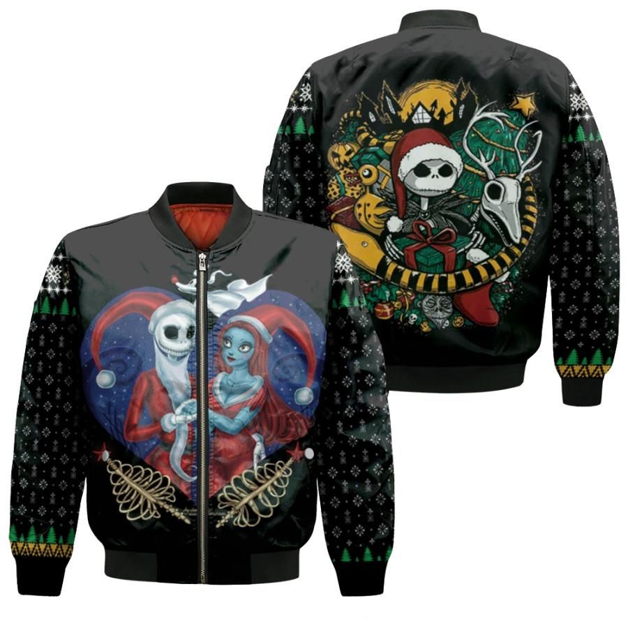 Nightmare before Christmas The Love Jack Skellington Sally Santa Black 3D Designed Allover Gift For Halloween Lovers Christmas Lovers Bomber Jacket Nightmare before Christmas The Love Jack Skellington Sally Santa Black 3D Designed Allover Gift For Halloween Lovers Christmas Lovers Bomber Jacket
