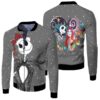 Nightmare before Christmas The Pumpkin King Jack Skellington And Sally Grey 3D Designed Allover Gift For Halloween Lovers Christmas Lovers Bomber Jacket