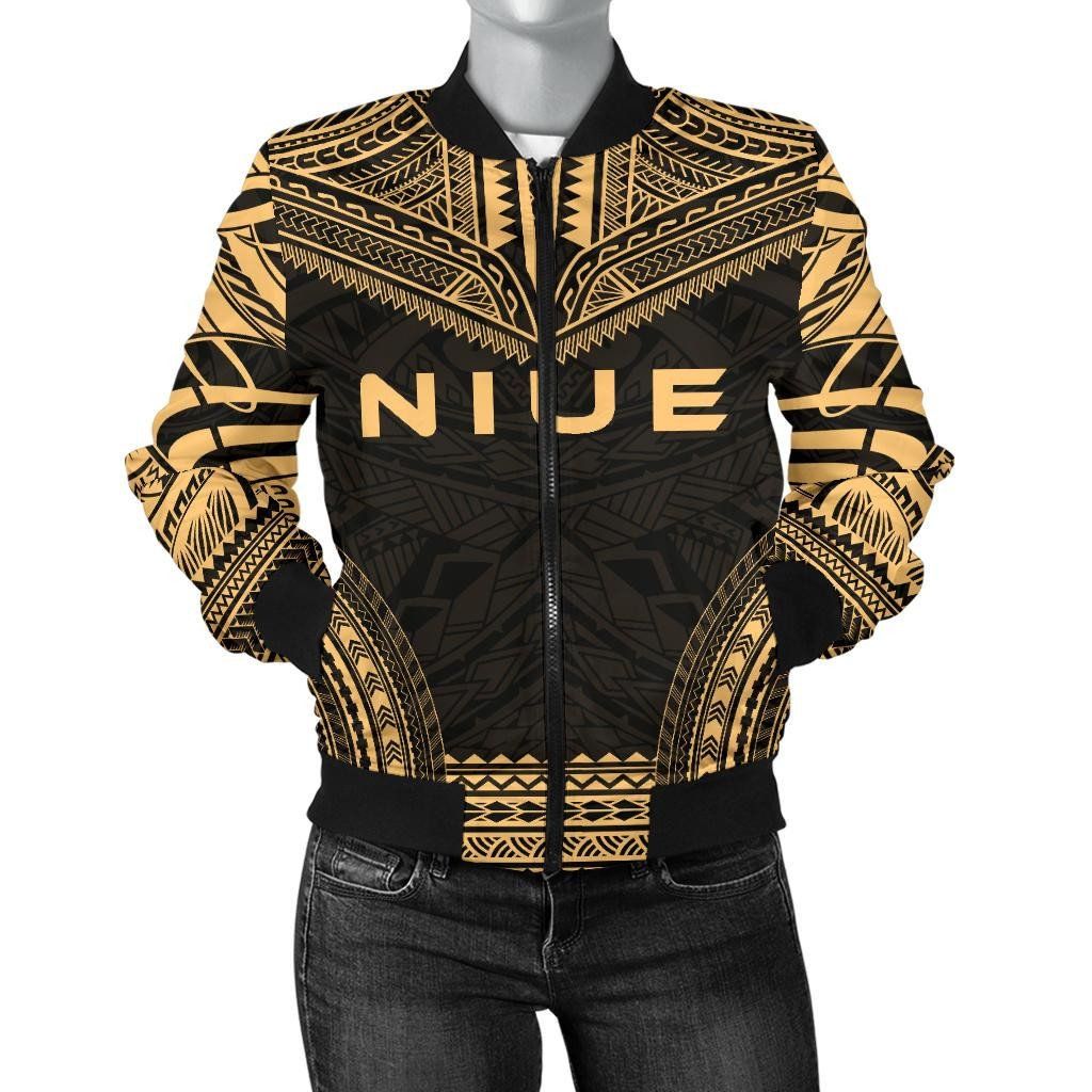 Niue Polynesian Chief Women'S Bomber Jacket - Gold Version - Bn10 Bomber Jacket Niue Polynesian Chief Women'S Bomber Jacket - Gold Version - Bn10 Bomber Jacket