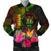 Niue Polynesian Men's Bomber Jacket - Hibiscus and Banana Leaves - BN15 Bomber Jacket