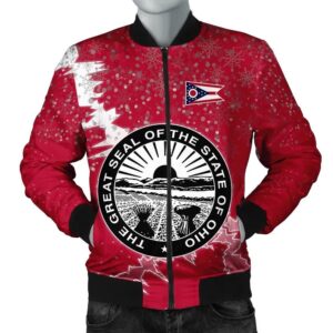 Ohio Christmas Coat Of Arms Men Bomber Jacket X Style J78 Bomber Jacket