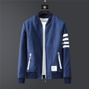 One Sleeve Striped Style Bomber Jacket