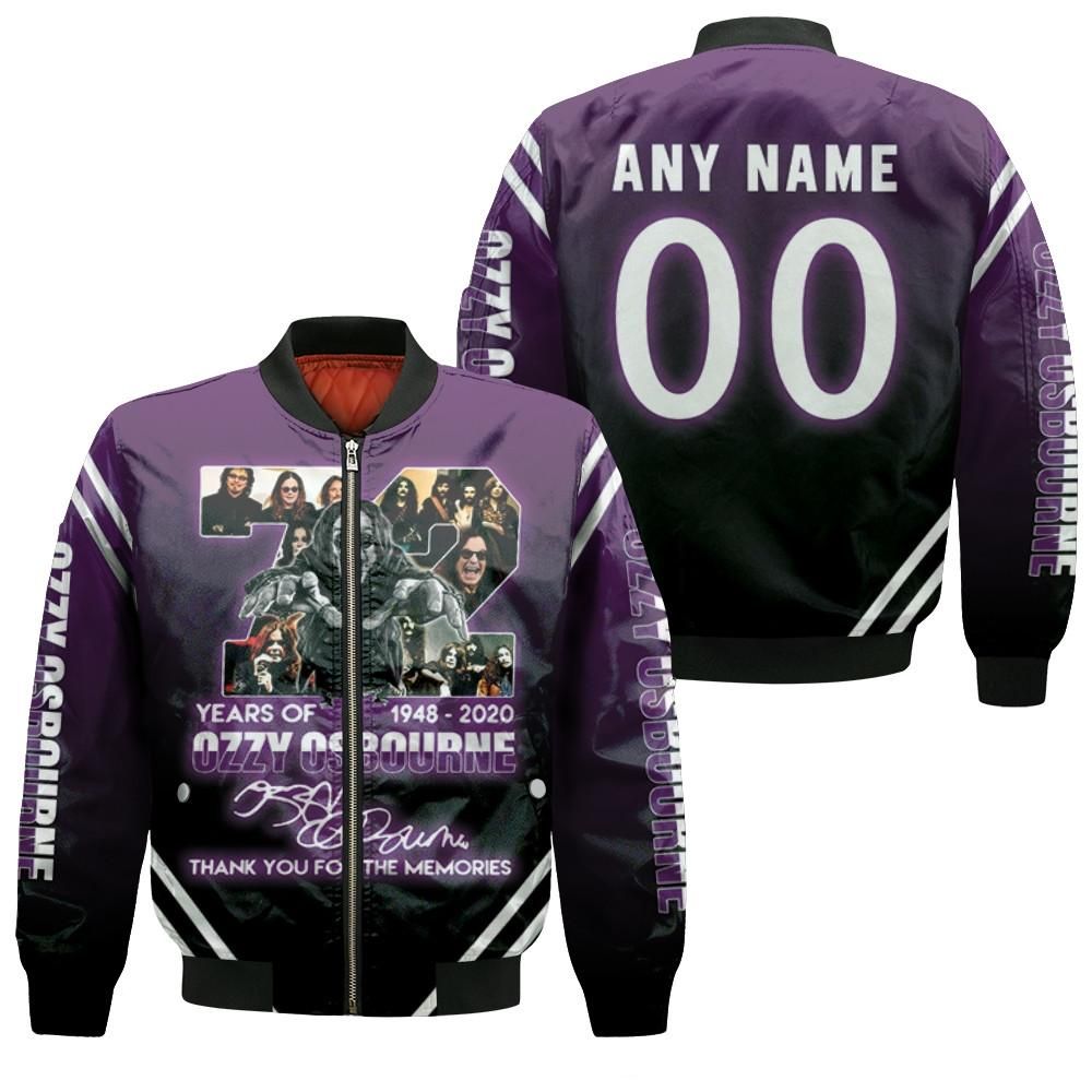Ozzy Osbourne 72 Years Of 1948 2020 Thank You For The Memories 3D Designed Allover 3D Gift With Custom Name Number For Ozzy Osbourne Fans Bomber Jacket Ozzy Osbourne 72 Years Of 1948 2020 Thank You For The Memories 3D Designed Allover 3D Gift With Custom Name Number For Ozzy Osbourne Fans Bomber Jacket