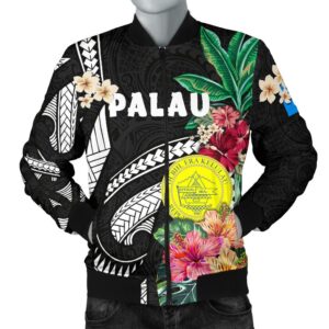 Palau Men's Bomber Jacket Coat Of Arms Polynesian With Hibiscus TH5 Bomber Jacket