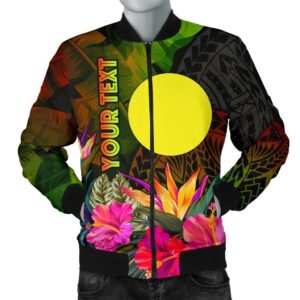 Palau Polynesian Personalised Men's Bomber Jacket -  Hibiscus and Banana Leaves - BN15 Bomber Jacket