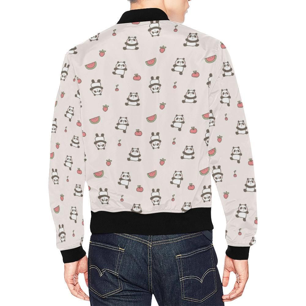 Panda-Fruit-Pattern-Print-Mens-Bomber-Jacket-2