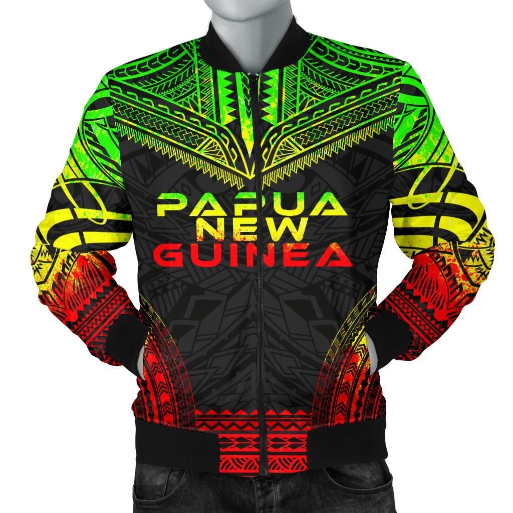 Papua New Guinea Polynesian Chief Men's Bomber Jacket - Reggae Version - Bn10 Bomber Jacket Papua New Guinea Polynesian Chief Men's Bomber Jacket - Reggae Version - Bn10 Bomber Jacket