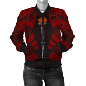 Papua New Guinea Women Bomber Jacket - Polynesian Tattoo Red - BN0110 Bomber Jacket