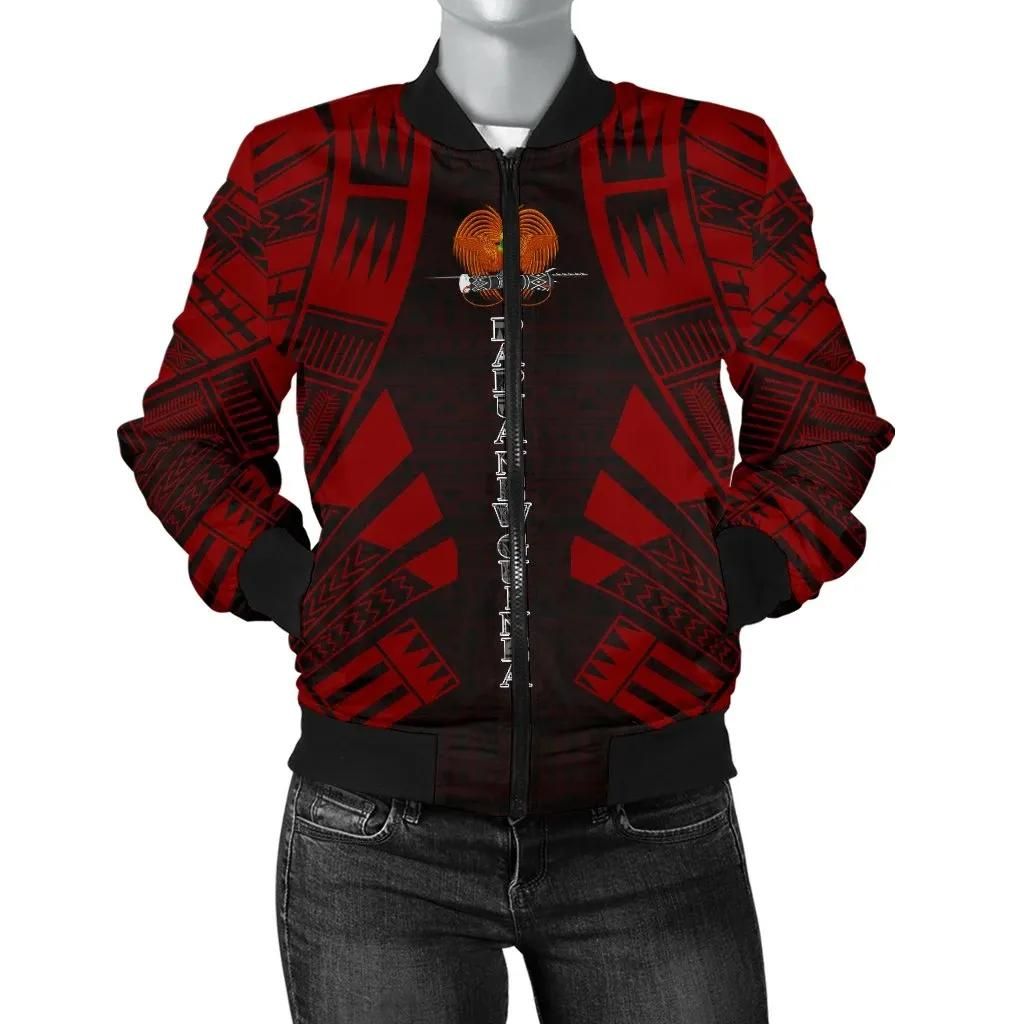 Papua New Guinea Women Bomber Jacket - Polynesian Tattoo Red - BN0110 Bomber Jacket Papua New Guinea Women Bomber Jacket - Polynesian Tattoo Red - BN0110 Bomber Jacket