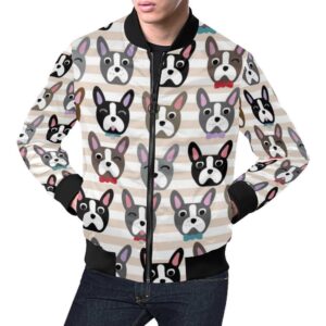 Pattern Print Boston Terrier Mens Bomber Jacket