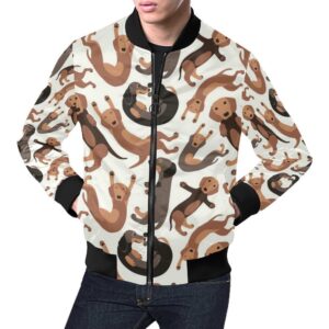 Pattern Print Dachshund Wiener Dog Mens Bomber Jacket