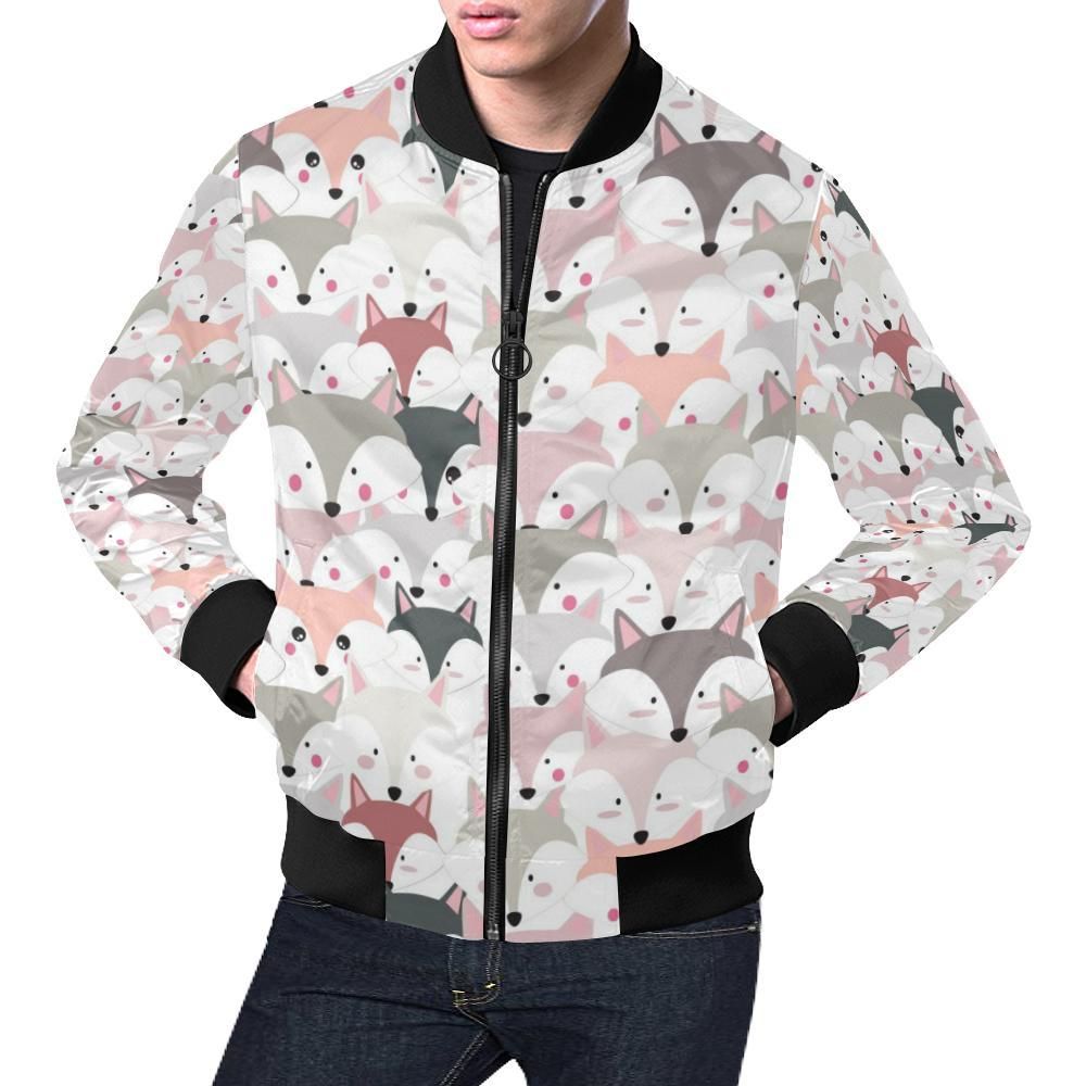 Pattern Print Fox Mens Bomber Jacket Pattern Print Fox Mens Bomber Jacket